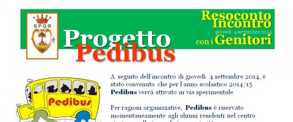 Pedibus attivato in via sperimentale per l’anno scolastico 2014/15